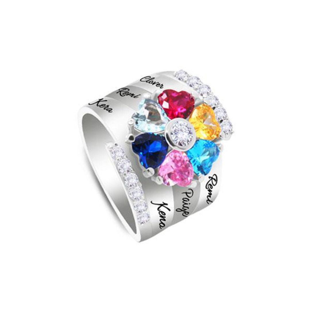 Anillo con nombres y piedras de nacimiento - Moroveta
