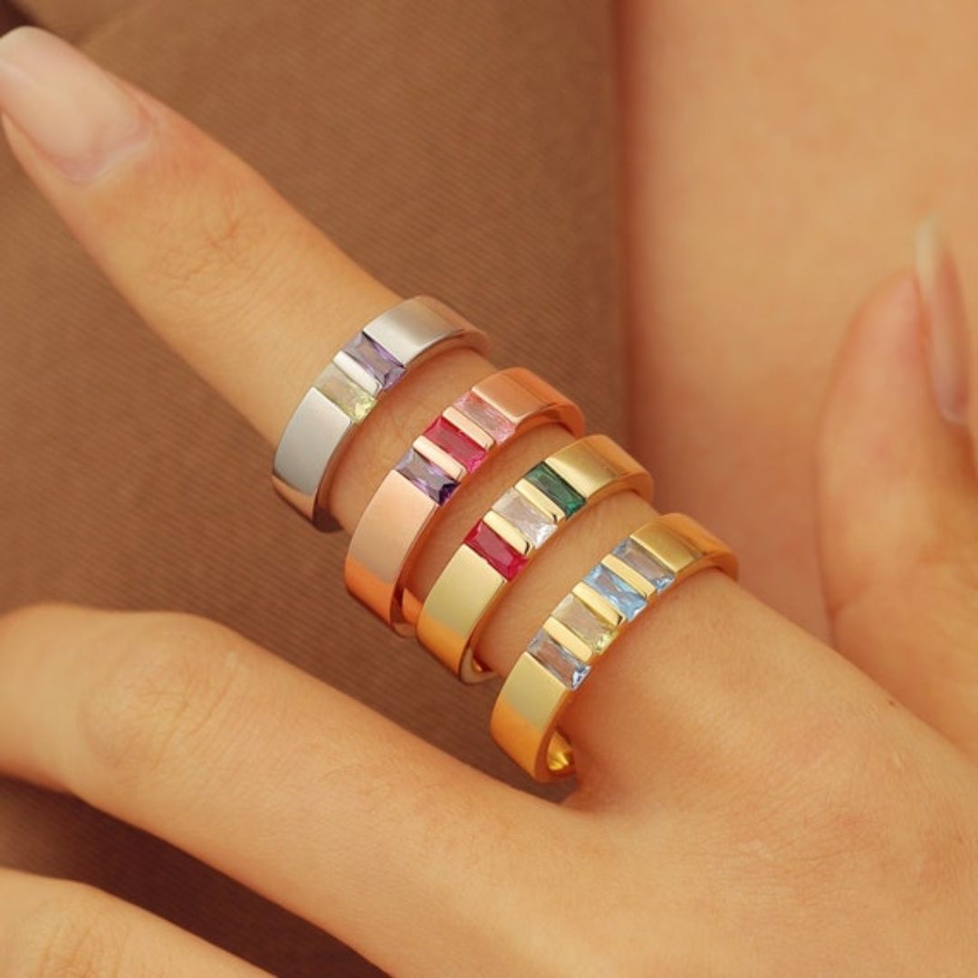 Anillo con piedras natales de los hijos - Moroveta