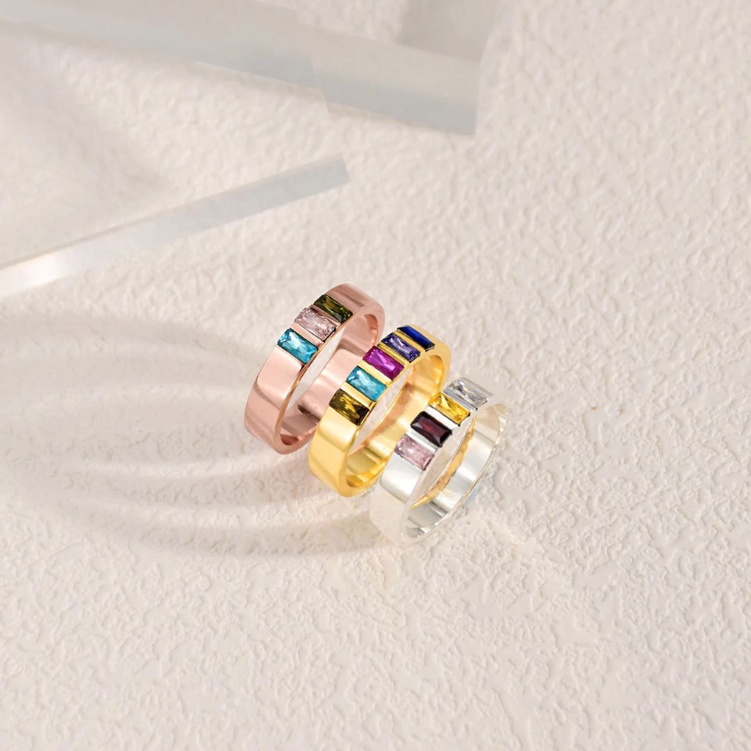 Anillo con piedras natales de los hijos - Moroveta