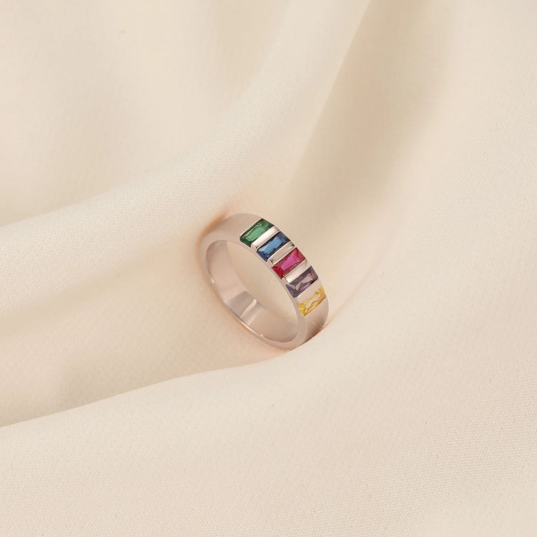Anillo con piedras natales de los hijos - Moroveta