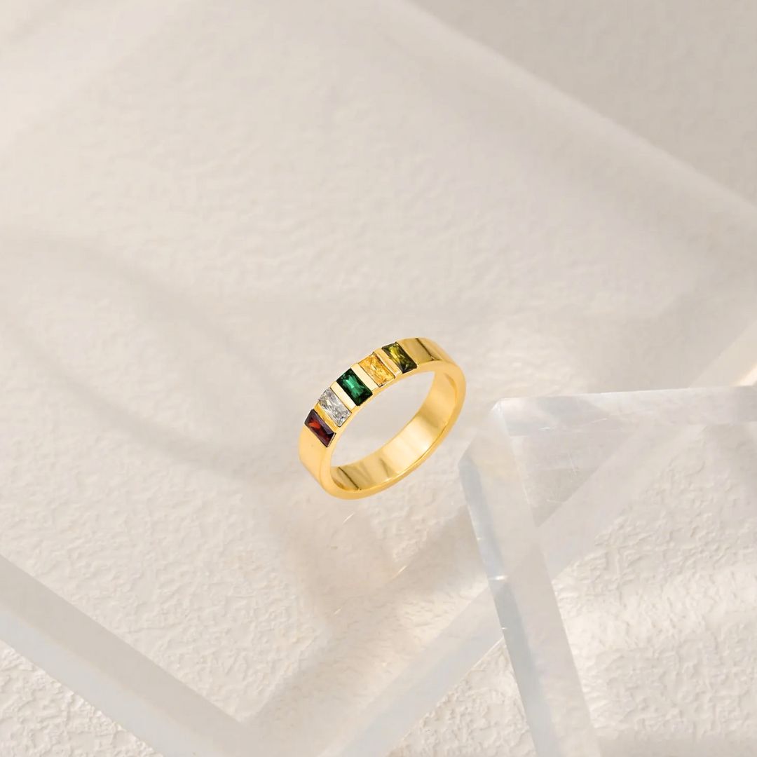 Anillo con piedras natales de los hijos - Moroveta