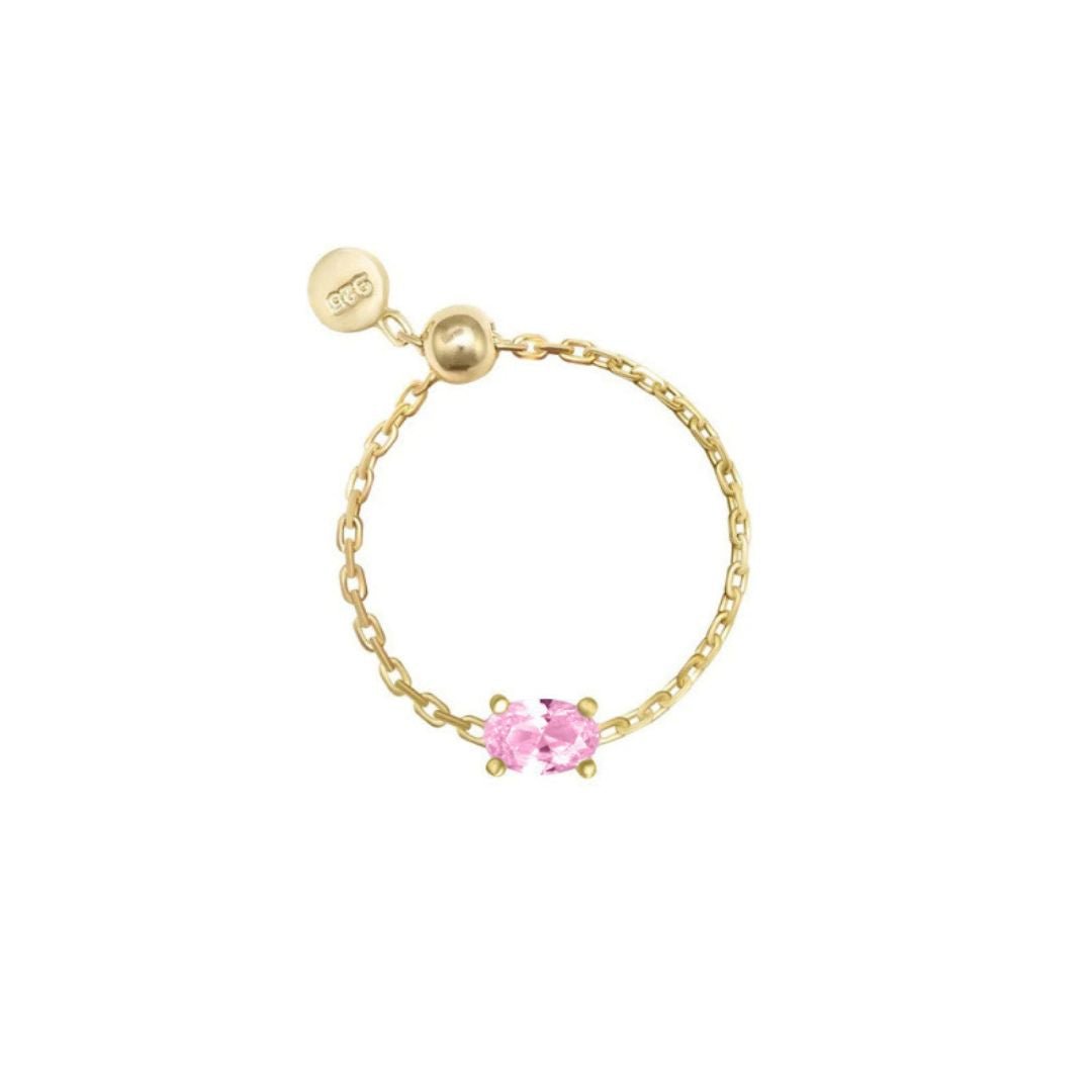Anillo de cadena con piedra brillante - Moroveta