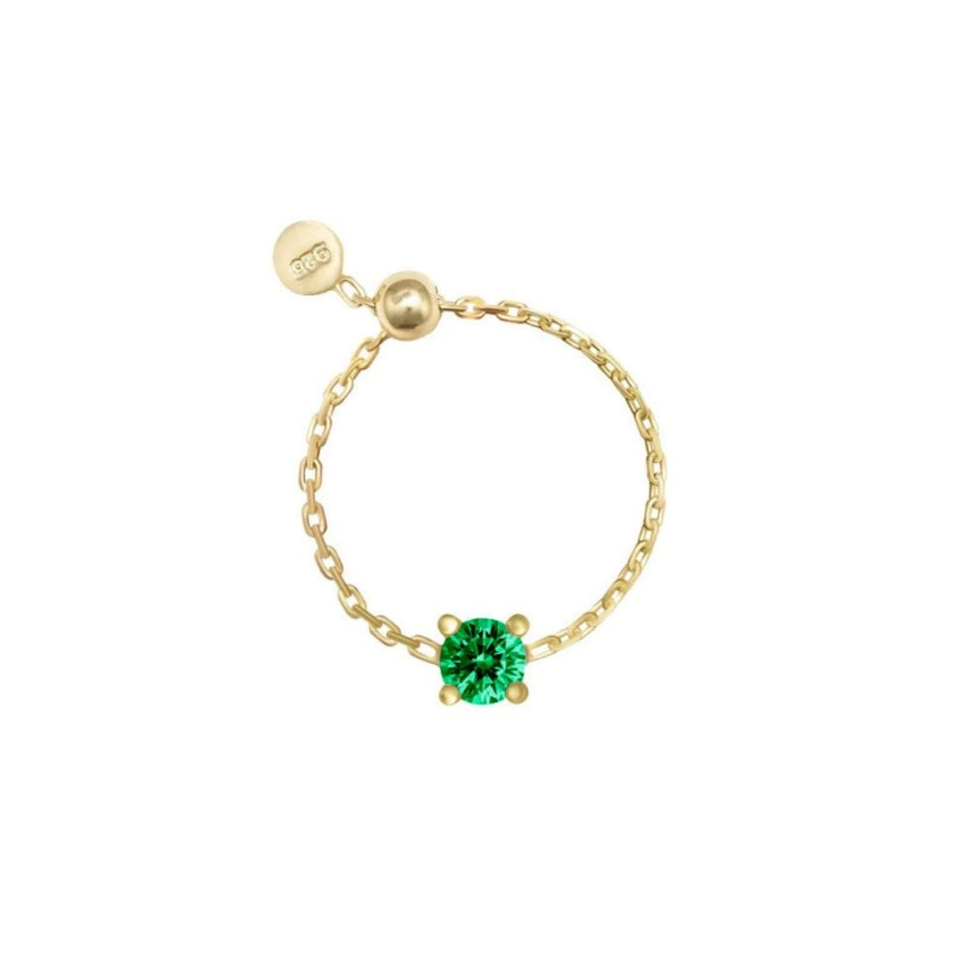 Anillo de cadena con piedra brillante - Moroveta