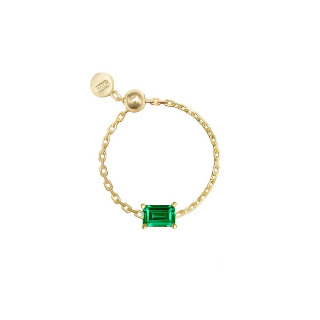 Anillo de cadena con piedra brillante - Moroveta