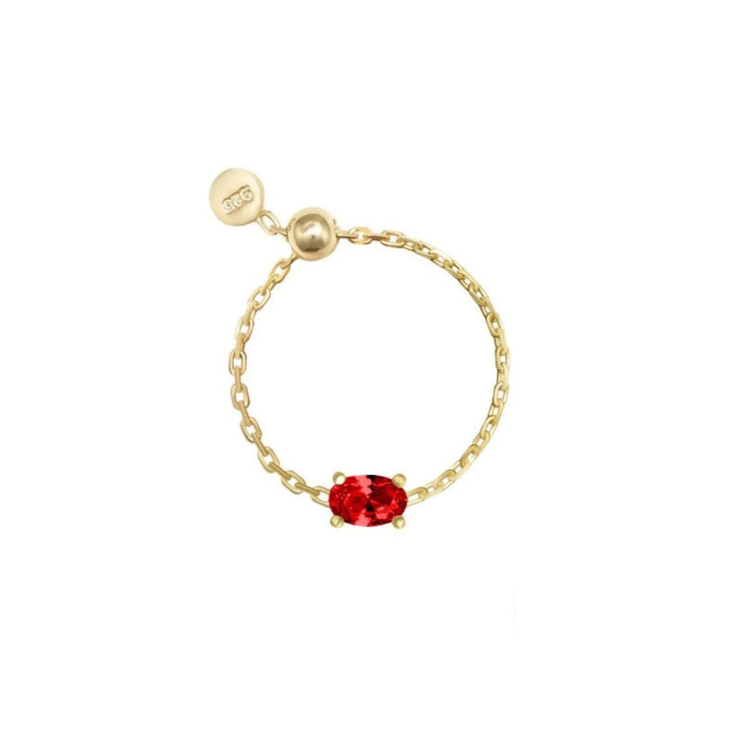Anillo de cadena con piedra brillante - Moroveta