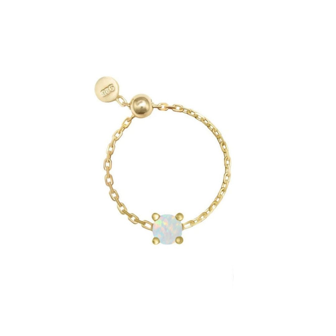 Anillo de cadena con piedra brillante - Moroveta