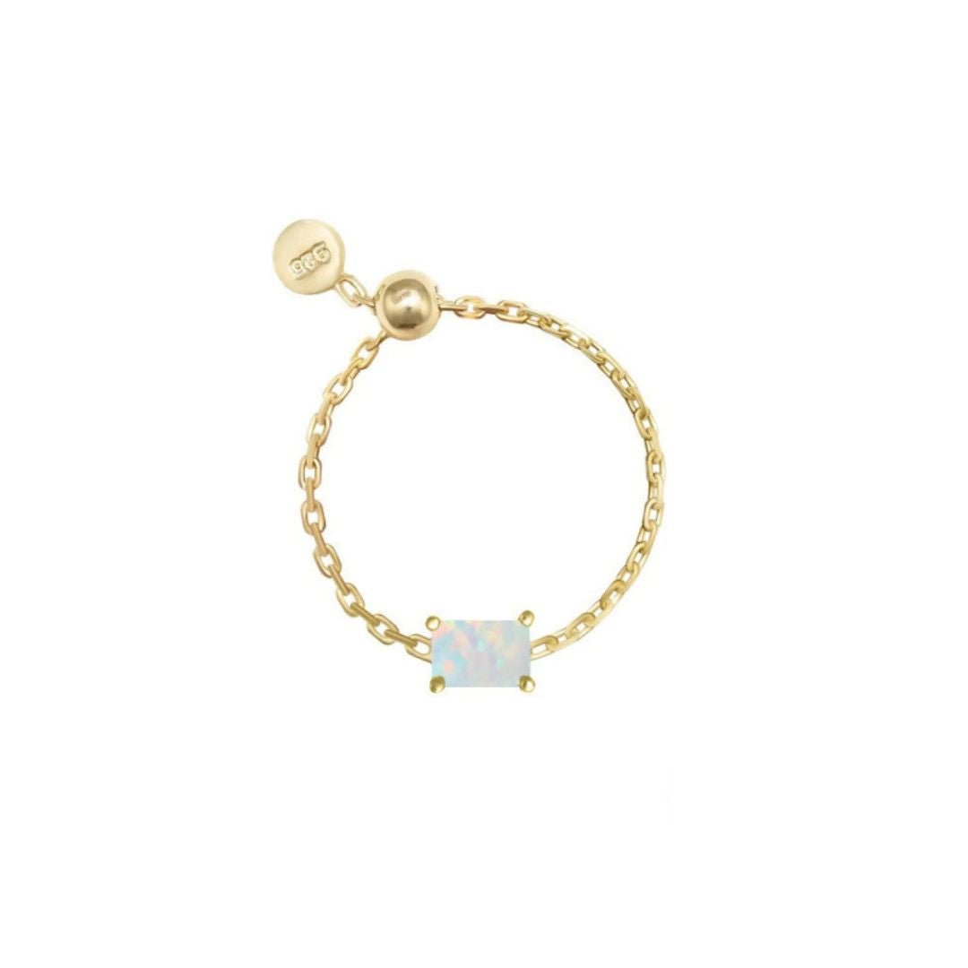 Anillo de cadena con piedra brillante - Moroveta