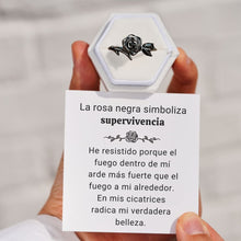 Cargar imagen en el visor de la galería, Anillo de Rosa Negra - Soy fuerte - Moroveta