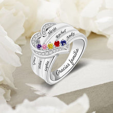 Cargar imagen en el visor de la galería, Anillo personalizable con nombres y piedras de nacimiento - Moroveta