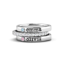 Cargar imagen en el visor de la galería, Anillo personalizado con nombres y piedras de nacimiento - Moroveta