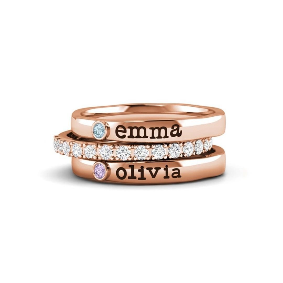 Anillo personalizado con nombres y piedras de nacimiento - Moroveta