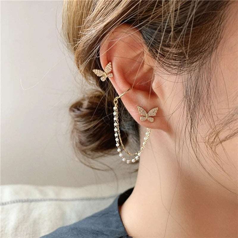 Aretes Mariposa con perlas - Moroveta