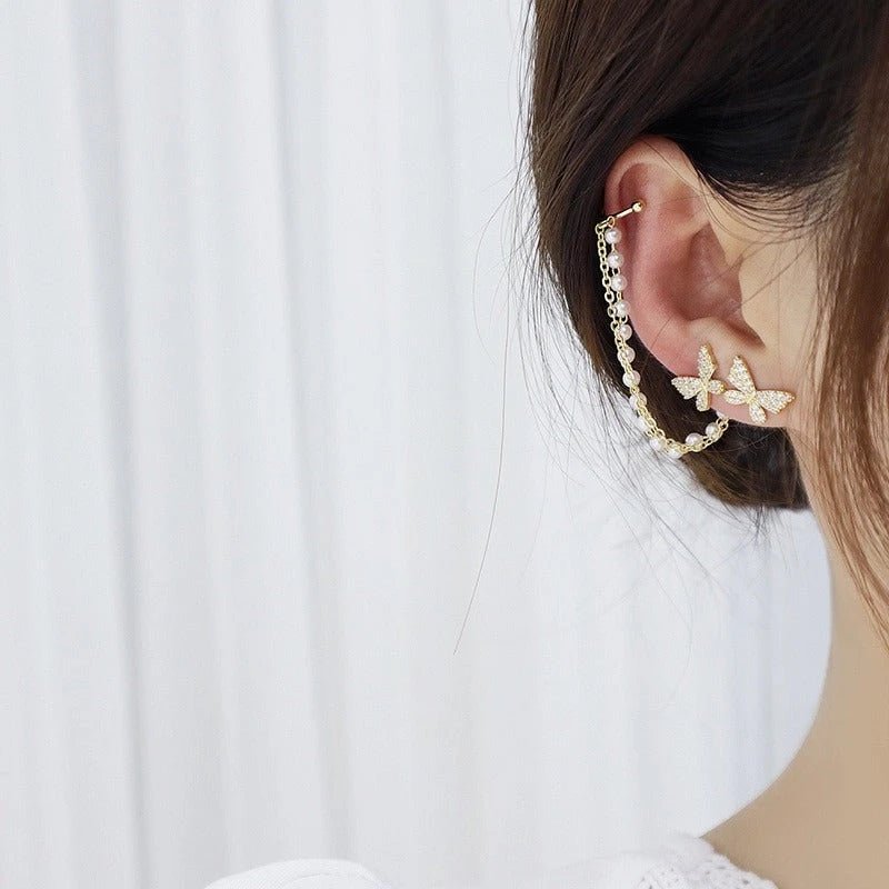 Aretes Mariposa con perlas - Moroveta