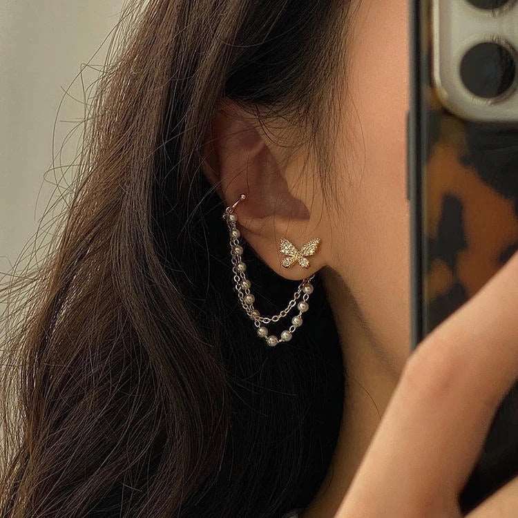 Aretes Mariposa con perlas - Moroveta