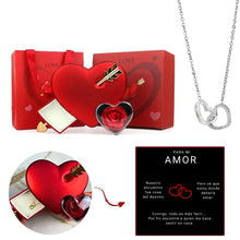 Cargar imagen en el visor de la galería, Caja Cupido con rosa eterna y collar con nombres personalizados - Moroveta