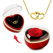Cargar imagen en el visor de la galería, Caja de corazón con rosa eterna y collar - Set de regalo - Moroveta