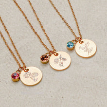 Cargar imagen en el visor de la galería, Collar con Flor y Piedra de Nacimiento - Moroveta
