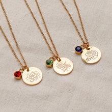 Cargar imagen en el visor de la galería, Collar con Flor y Piedra de Nacimiento - Moroveta