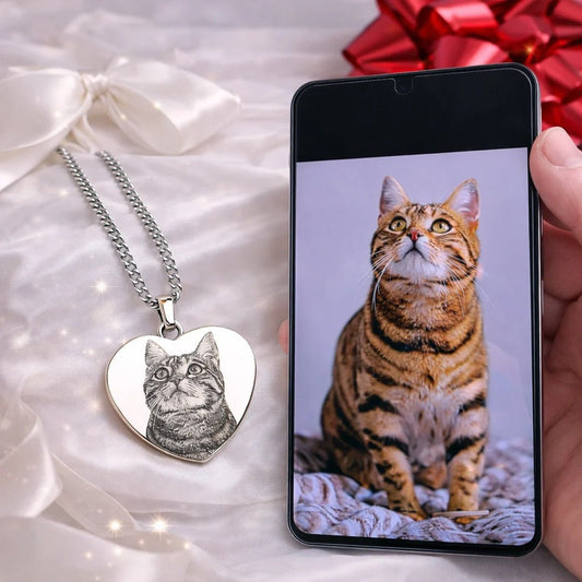Collar con foto grabada en forma de corazón - Moroveta