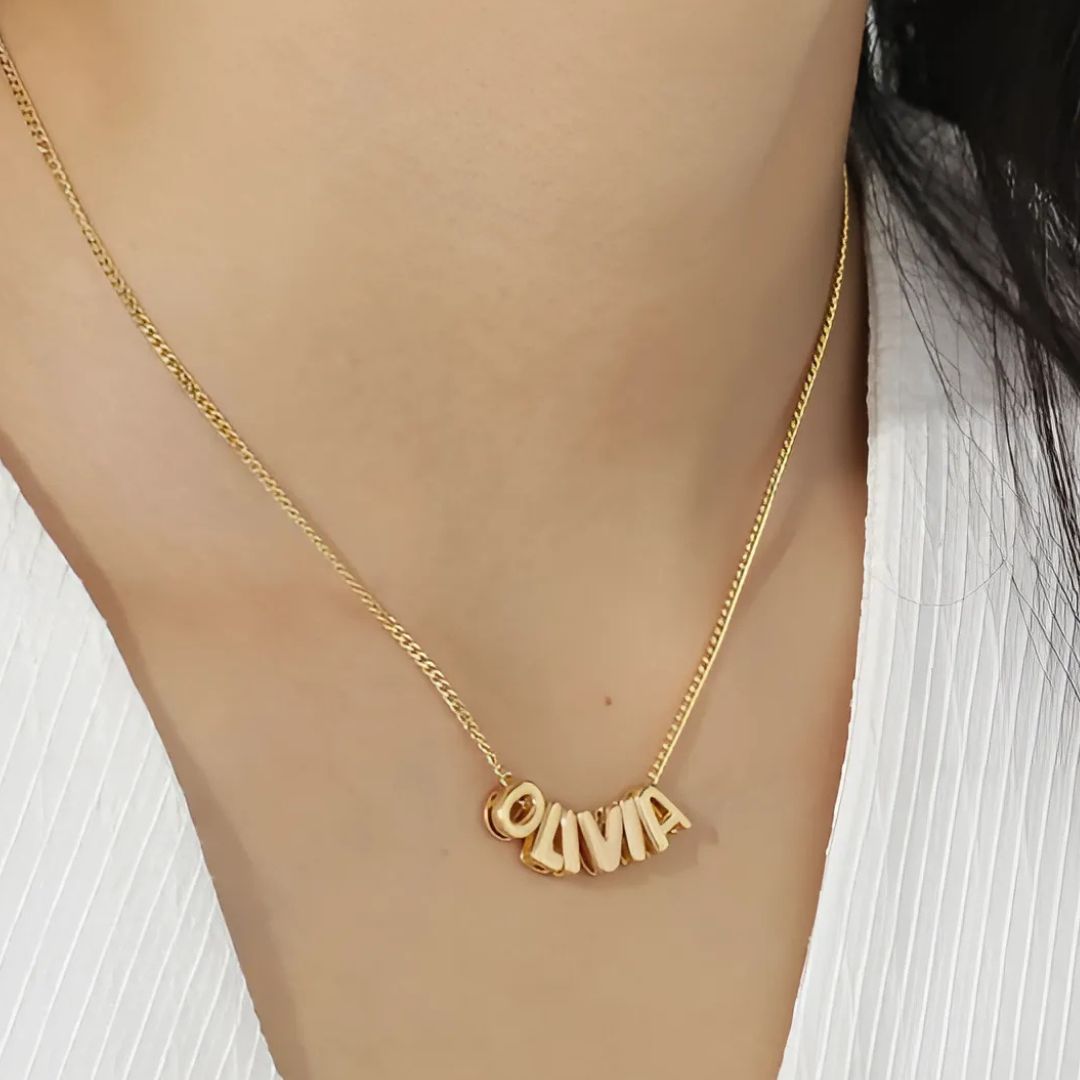 Collar con letras bubble personalizado - Moroveta