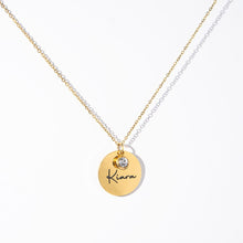 Cargar imagen en el visor de la galería, Collar con nombre y piedra de nacimiento circular - Moroveta