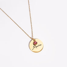 Cargar imagen en el visor de la galería, Collar con nombre y piedra de nacimiento circular - Moroveta