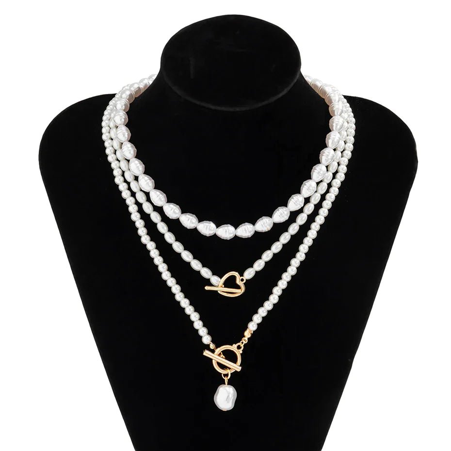 Collar de corazón de perla vintage - Moroveta