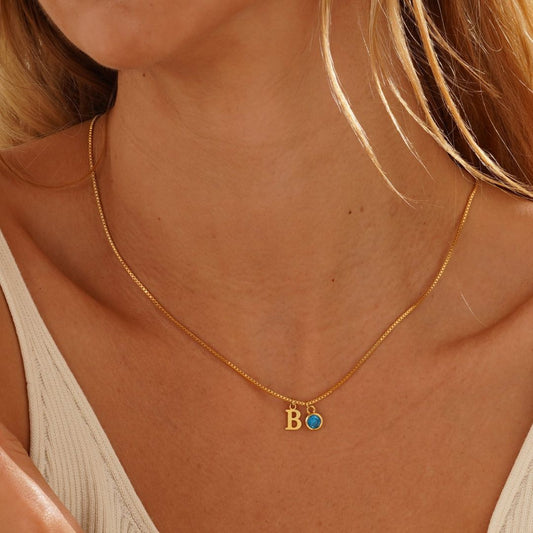 Collar de inicial con piedra de nacmiento - Moroveta