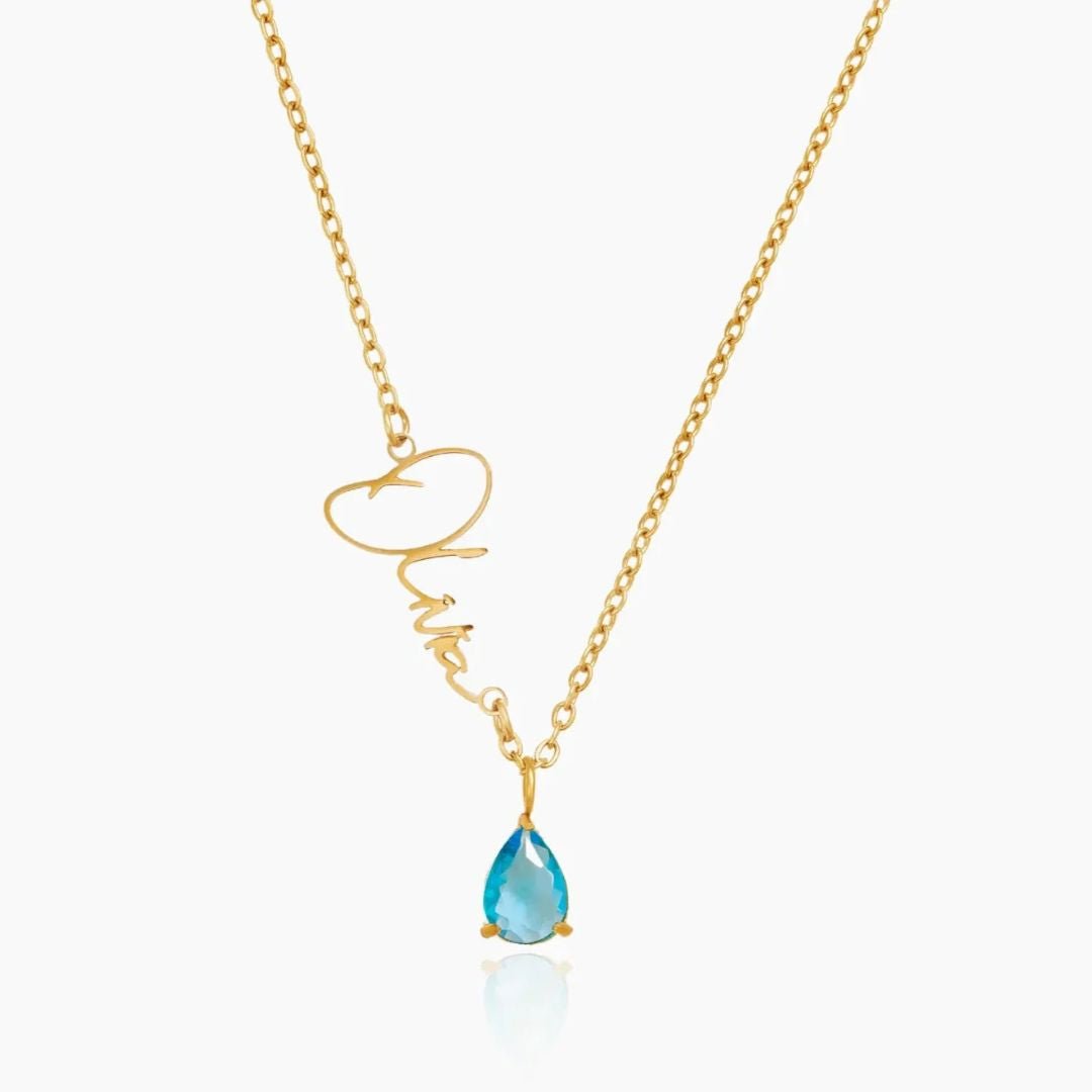 Collar Personalizado con Nombre y Piedra de Nacimiento - Moroveta