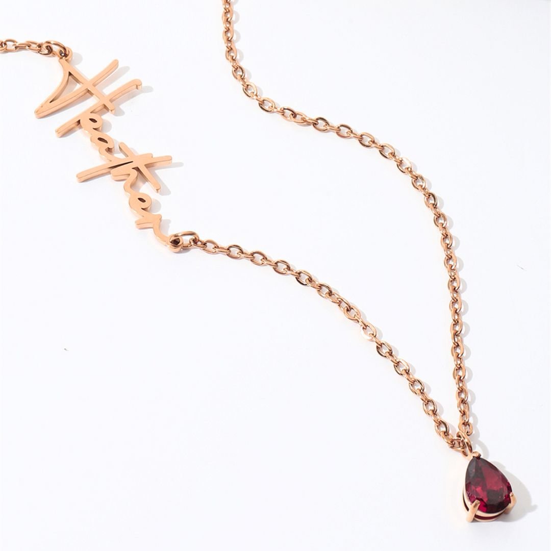 Collar Personalizado con Nombre y Piedra de Nacimiento - Moroveta