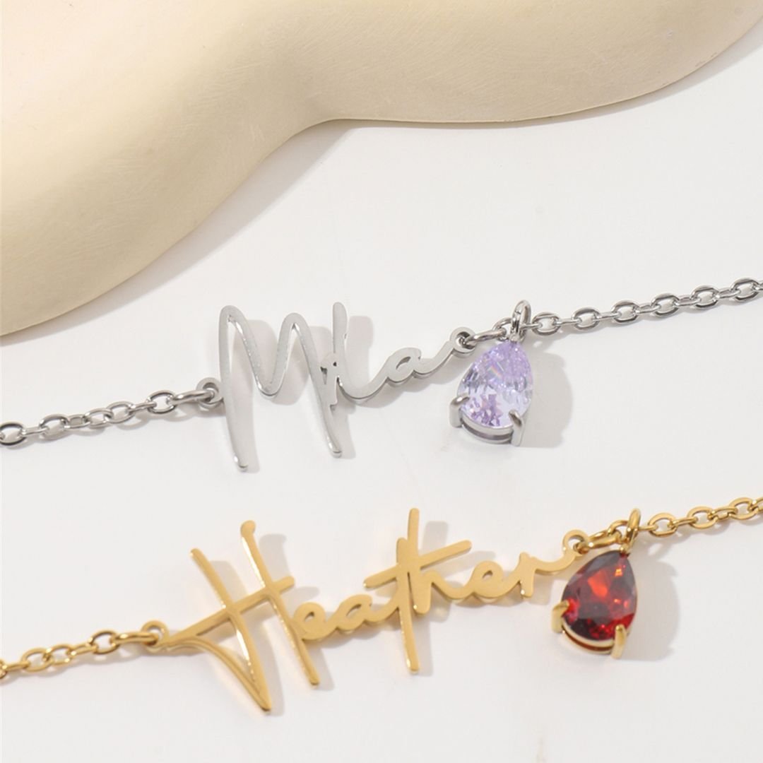 Collar Personalizado con Nombre y Piedra de Nacimiento - Moroveta