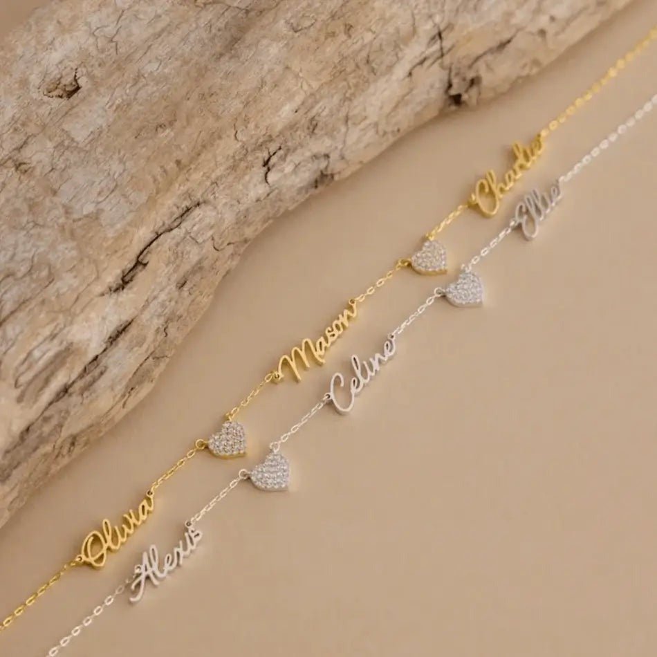 Collar personalizado con nombres en forma de corazón - Moroveta