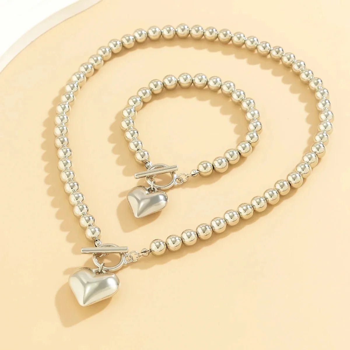 Conjunto de pulsera y collar con colgante de corazón de perlas - Moroveta