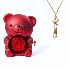 Cargar imagen en el visor de la galería, Osito con rosa eterna y collar abrazo - Moroveta