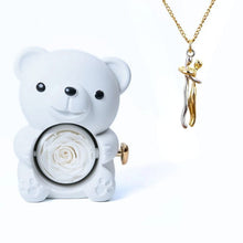 Cargar imagen en el visor de la galería, Osito con rosa eterna y collar abrazo - Moroveta