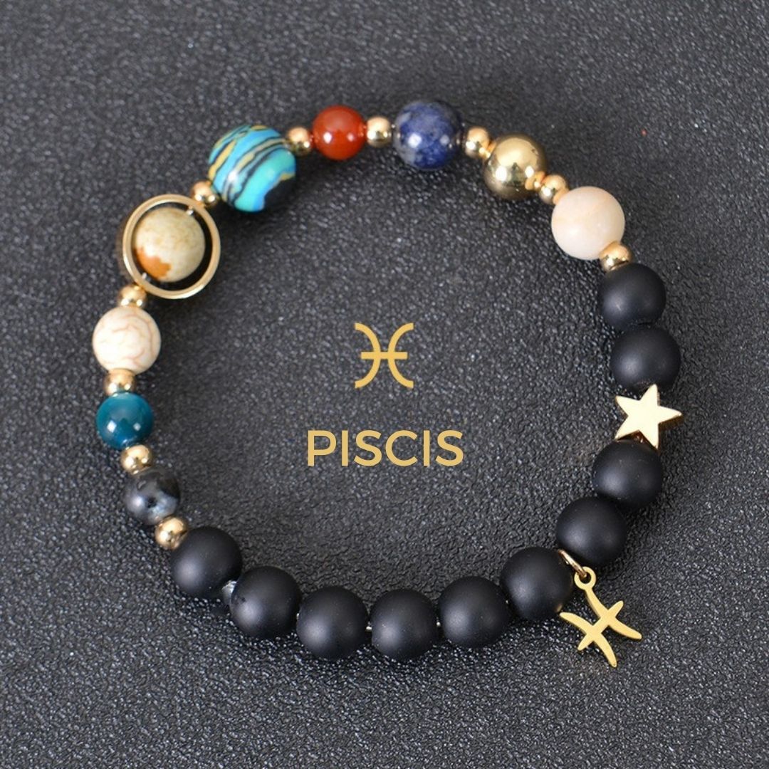 Pulsera con 12 planetas y signo del zodíaco - Moroveta
