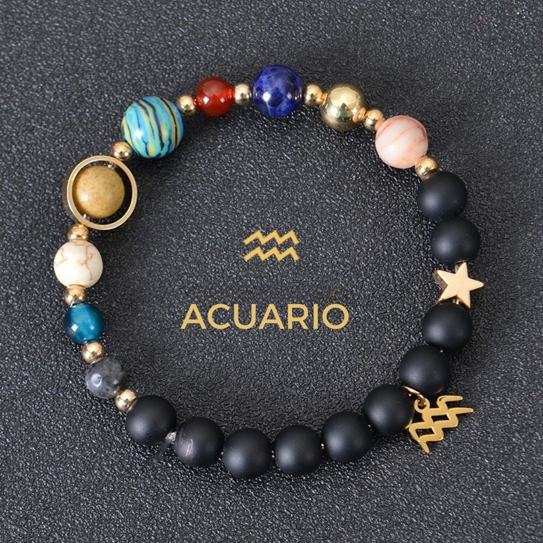 Pulsera con 12 planetas y signo del zodíaco - Moroveta