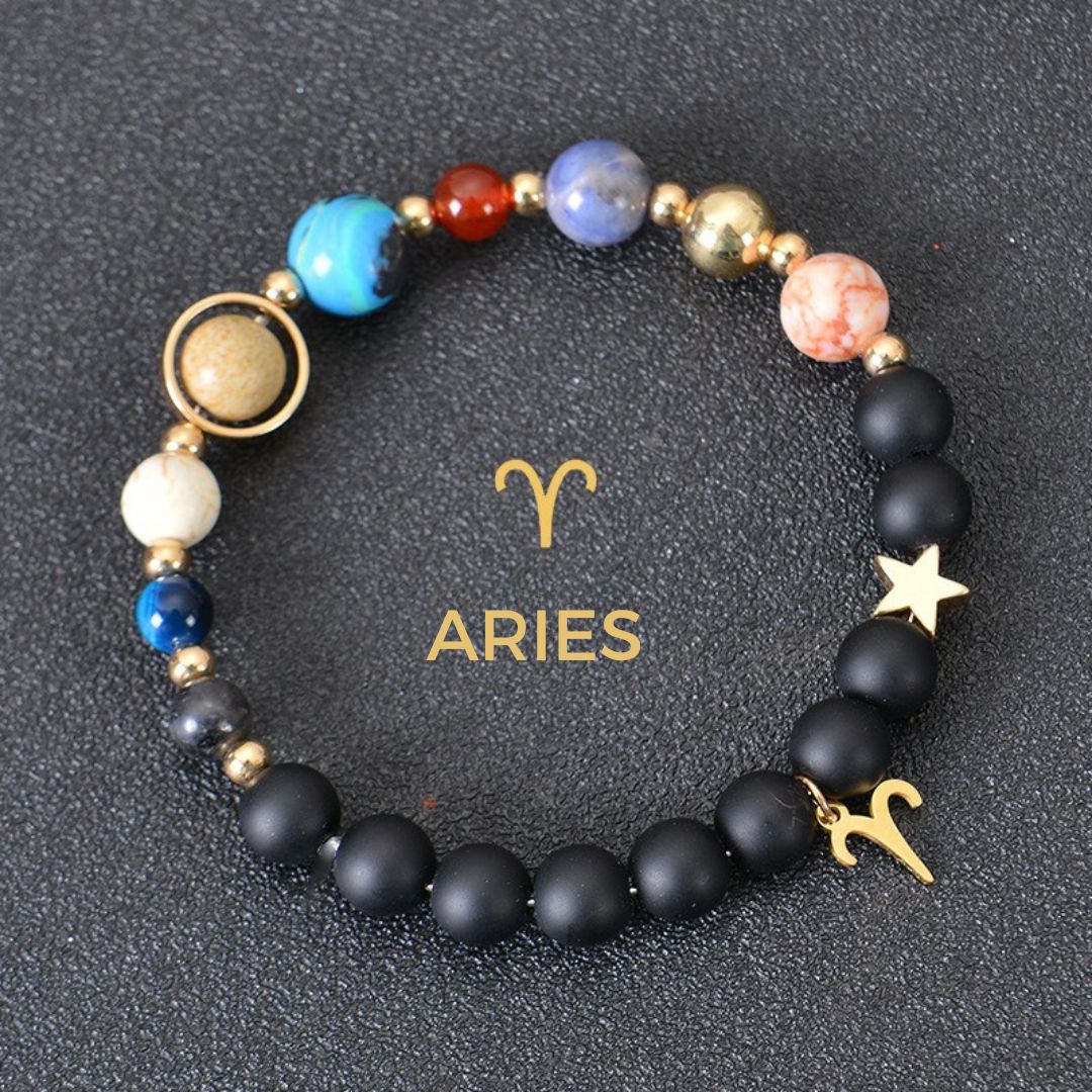 Pulsera con 12 planetas y signo del zodíaco - Moroveta