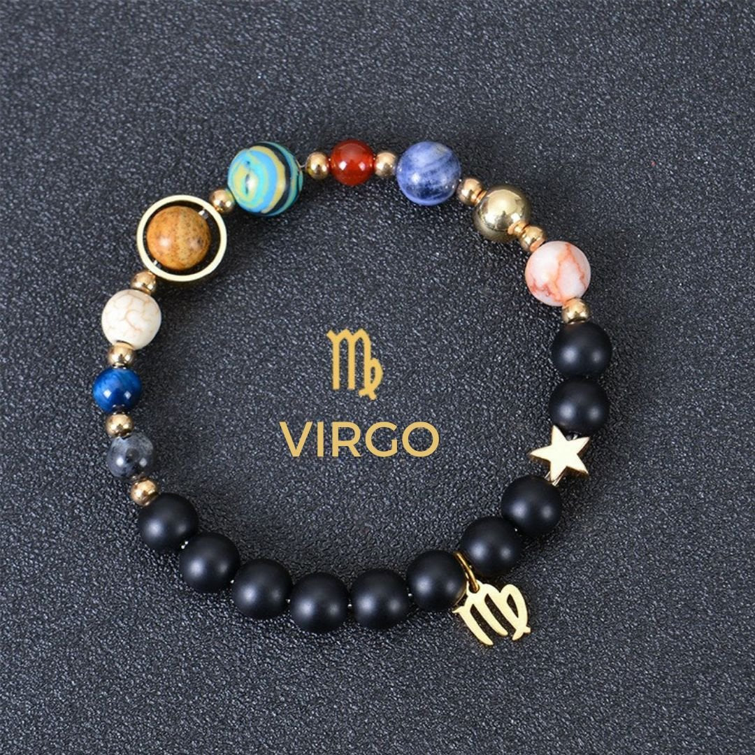 Pulsera con 12 planetas y signo del zodíaco - Moroveta