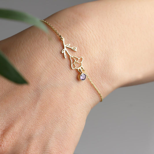Pulsera con flor y piedra de nacimiento - Moroveta