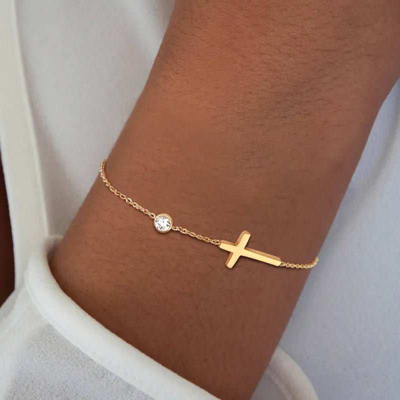 Pulsera de cruz con circonita - Moroveta