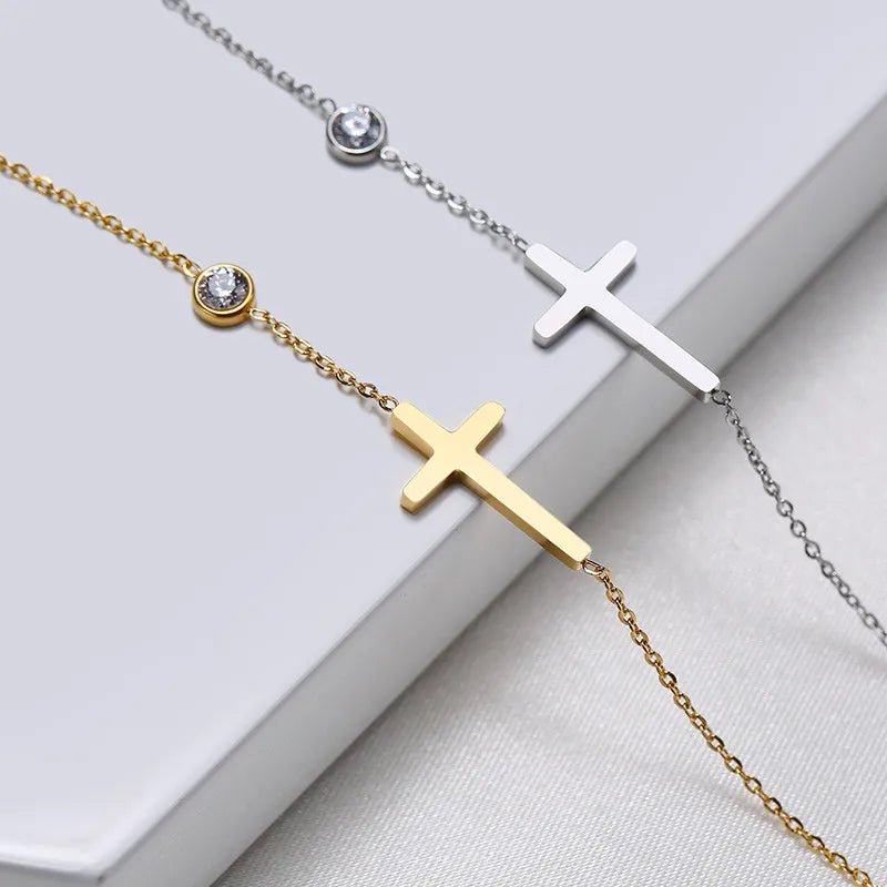 Pulsera de cruz con circonita - Moroveta