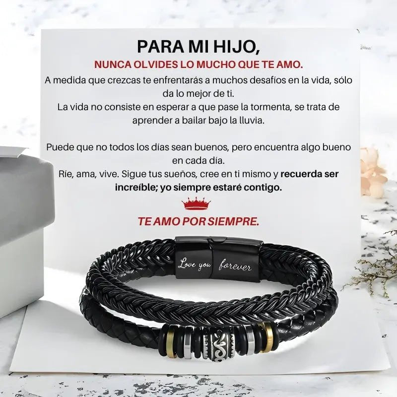 Pulsera de cuero Para mi hijo - "Te amo por siempre" - Moroveta