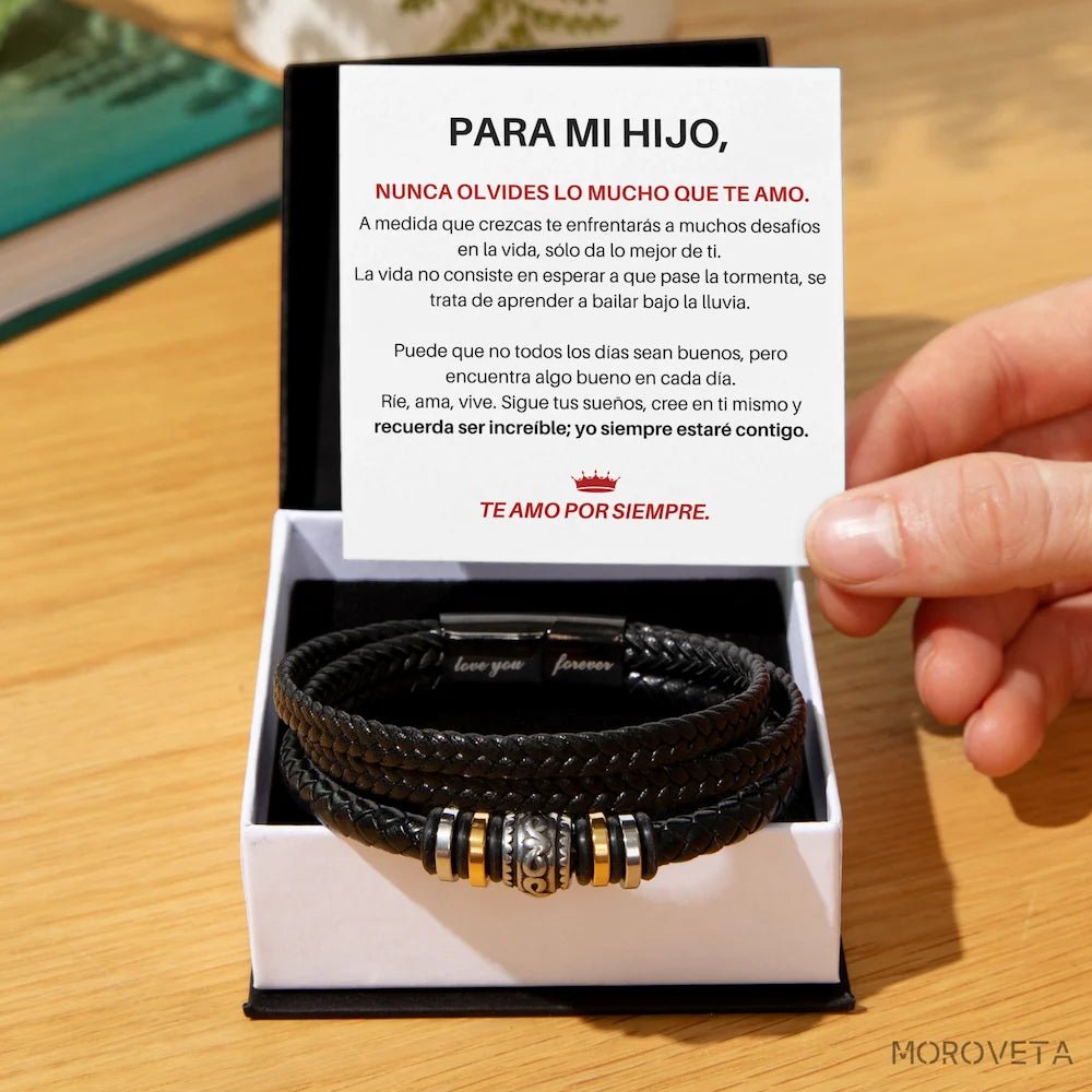 Pulsera de cuero Para mi hijo - "Te amo por siempre" - Moroveta