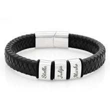 Cargar imagen en el visor de la galería, Pulsera de cuero personalizada con nombres - Moroveta