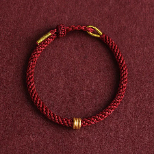 Pulsera Hilo rojo del destino con cuenta Dorada - Moroveta