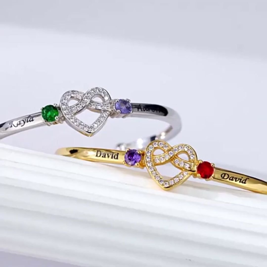 Pulsera Juntos por Siempre - Con nombres y piedras de nacimiento personalizadas - Moroveta