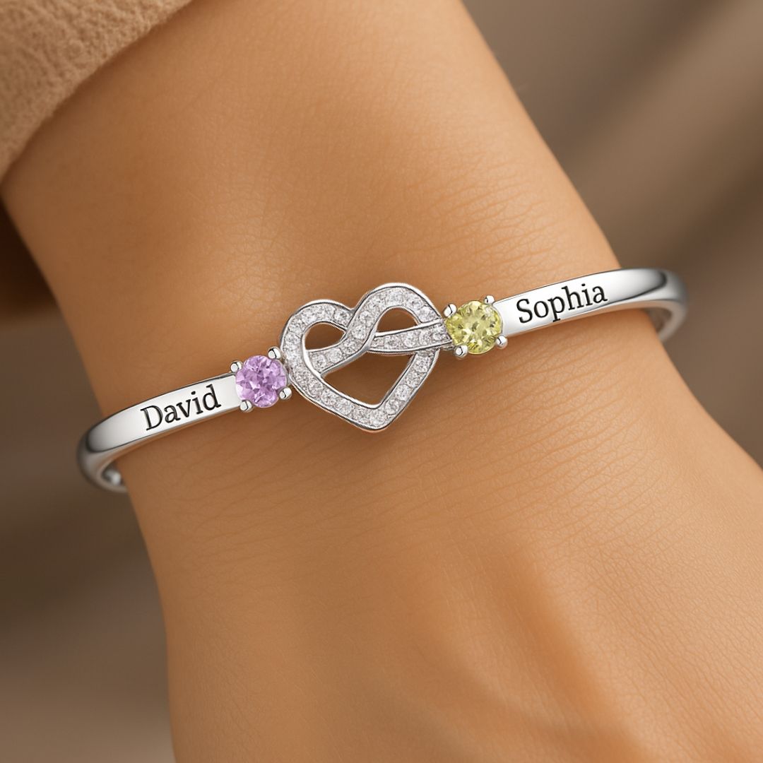 Pulsera Juntos por Siempre - Con nombres y piedras de nacimiento personalizadas - Moroveta