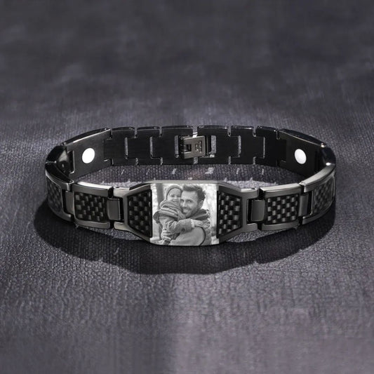 Pulsera personalizada con foto grabada para hombre - Moroveta