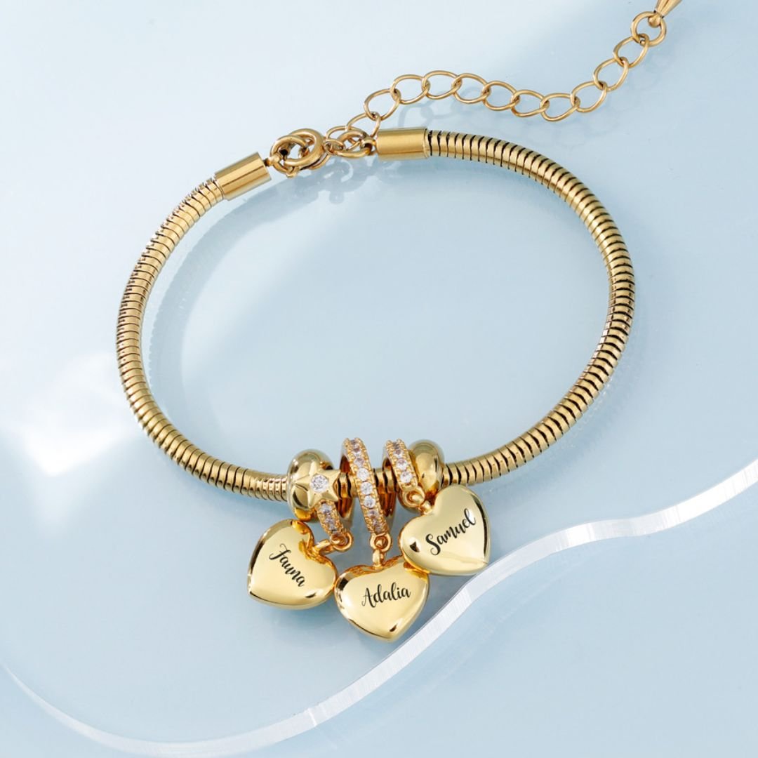 Pulsera Personalizada con Nombres y Piedras de Nacimiento - Moroveta